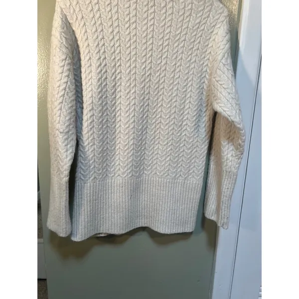 Primark Womens Size Small Crewneck Sweater Cream Beige Textured Herringbone Knit - Image 7