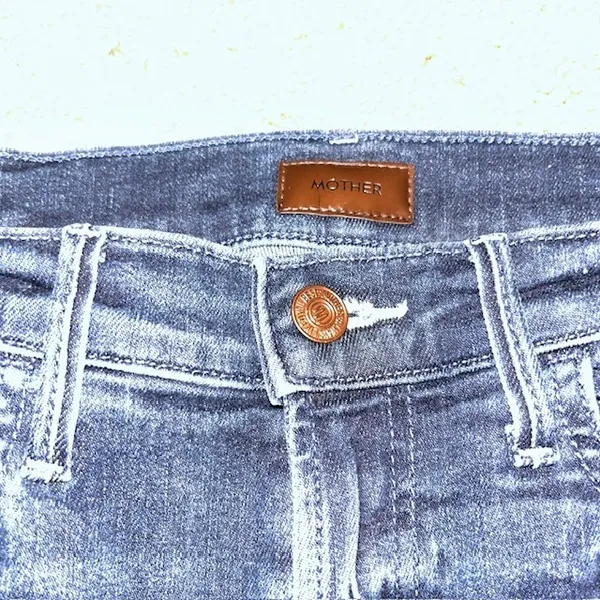 Mother The Hustler Ankle Fray Jeans High Rise‎ Flare Freebird Dark Blue Wash 26 - Image 8