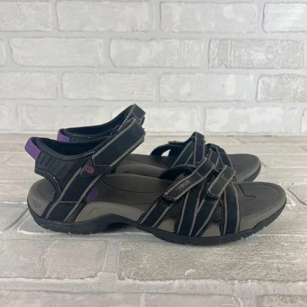 Teva Tirra Sandals Women 7.5 Black Gray Strappy Adjustable Hiking Comfort Sporty - Image 2