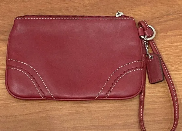 Coach Red Wine Leather Wristlet Small - Image 4