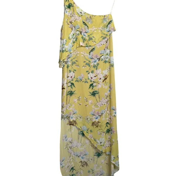 Slate & Willow Floral One Shoulder Hi Low Popover Bodice Maxi Dress 4 Yellow - Image 14
