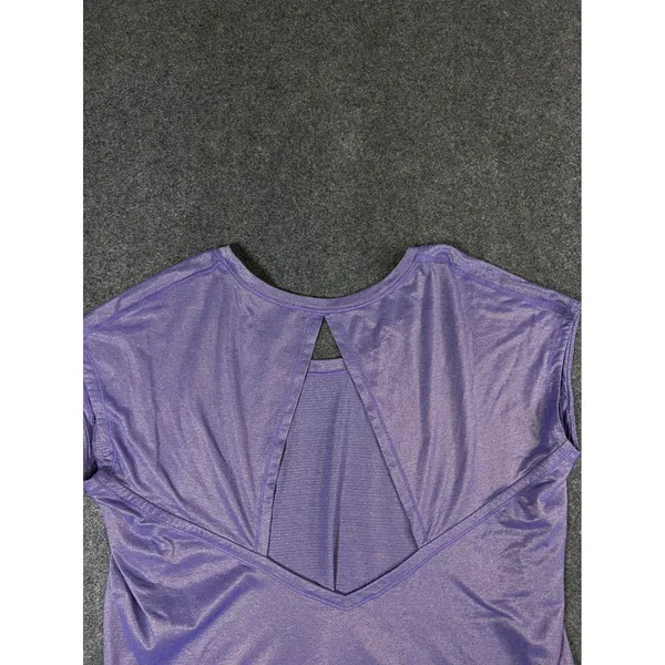 Lululemon Purple Heathered Open Back Yoga Training Top Short Sleeve Womens - Image 8