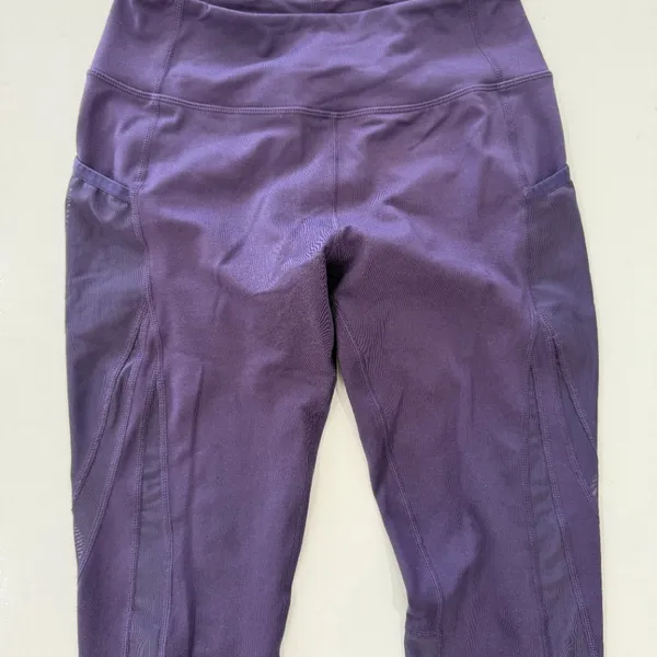 Gymshark Dry Full Length Leggings Purple Athletic Pants Cutout Mesh Size M - Image 3