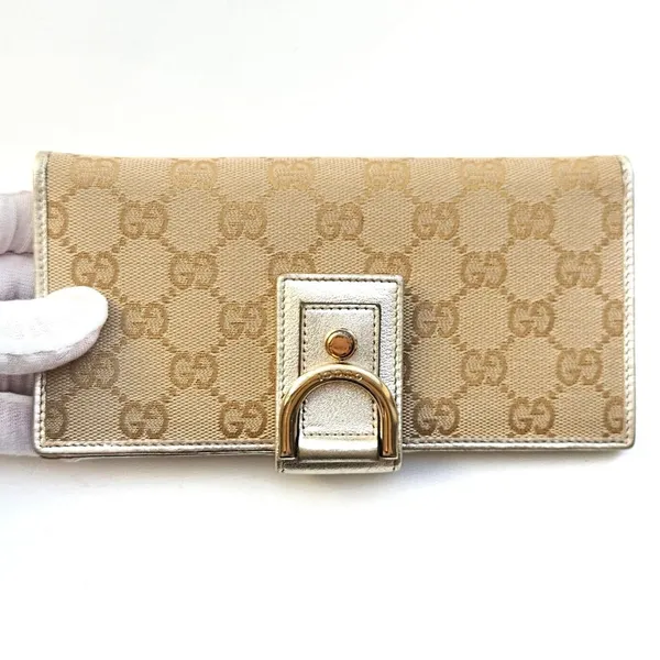 Gucci Abbey D-Ring Long Wallet GG‎ Monogram Canvas Metallic Gold - Image 15