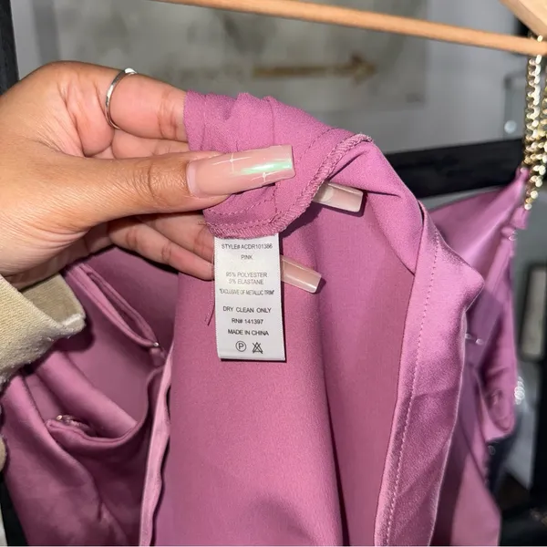 ASTR The Label Trista Satin Mini Dress in Mauve Pink with Gold Chain Straps - Image 12