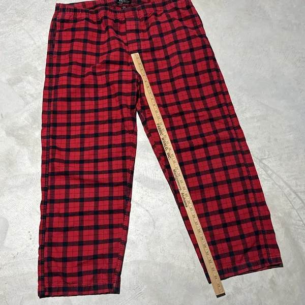 Filson Men's Red & Black Plaid Lounge Pajama Pants 2XL Cotton Blend Heavy Thick - Image 5