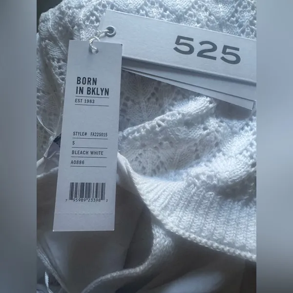 NWT Revolve‎ 525 America White Pointelle Cotton Crochet knit Dress Small - Image 6