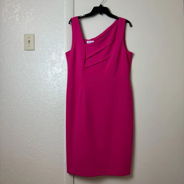 Calvin Klein Women's Asymmetrical-Neck Sheath Dress Size 14 - Image 2