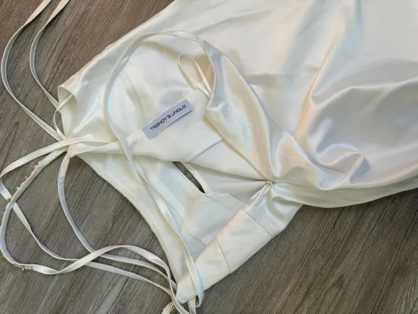 White Satin Mini Dress - Image 3