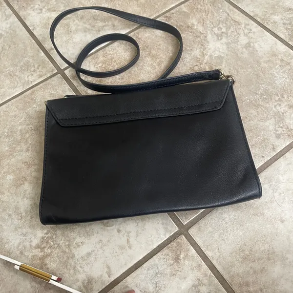 Kate Spade New York Black Leather Crossbody Bag Gold Buckle Flap Small Purse - Image 6