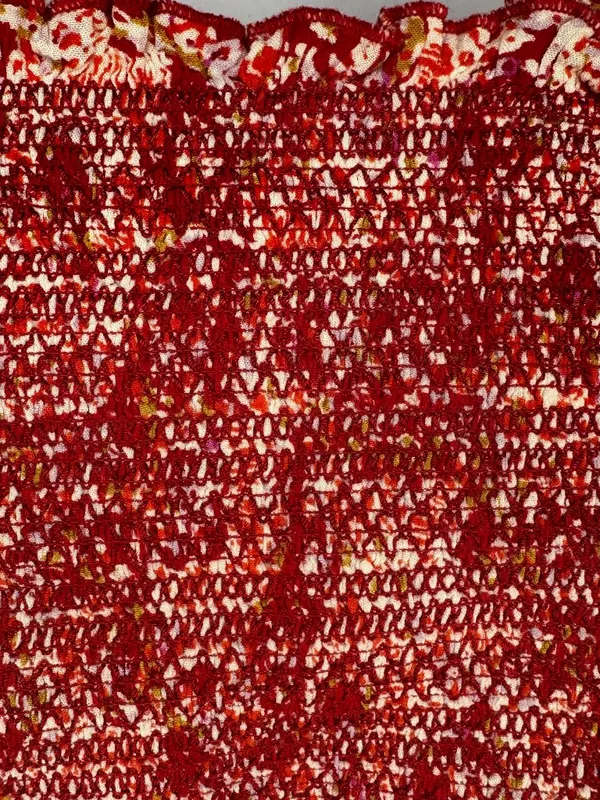 Free People Thalia Smocked Crop Top Red Boho Cottagecore Summer Size Large - Image 5
