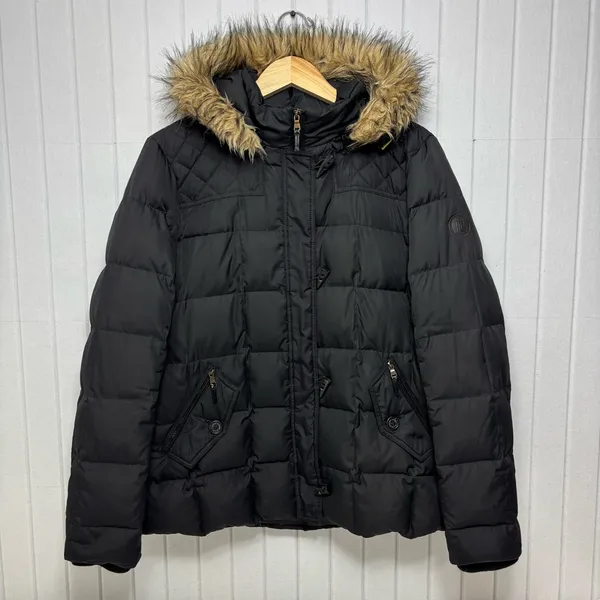 Ralph Lauren‎ Black Puffer Jacket with Faux Fur Trim - Image 4