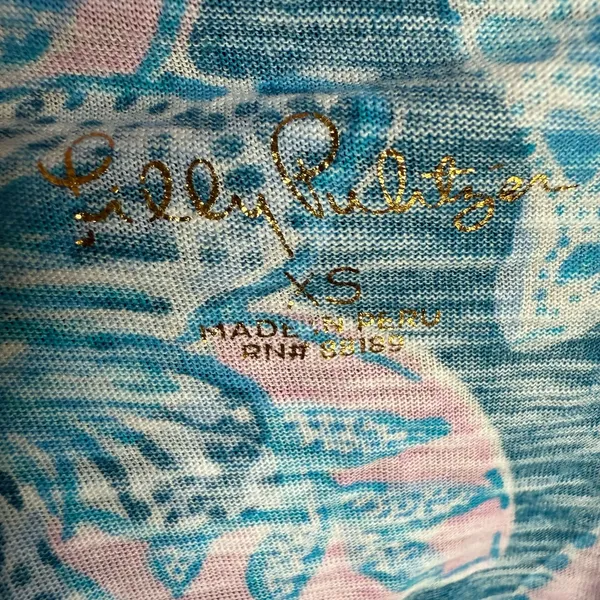 Lilly Pulitzer Womens Tee‎ Sz XS Macaw Blue Tall Me About It Etta Top Slub - Image 10
