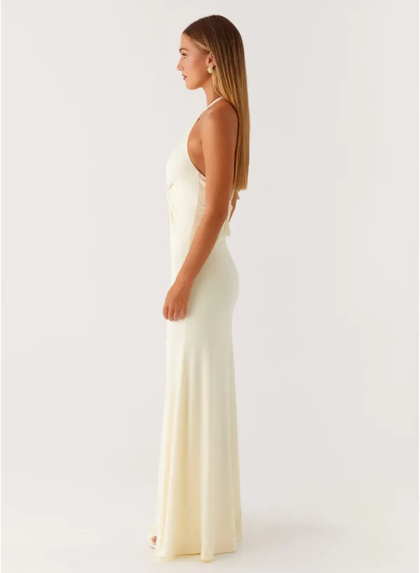 Peppermayo Butter Yellow Halter Maxi Dress - Image 3