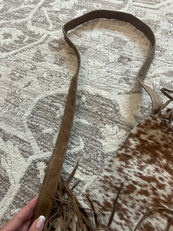 Cowhide Crossbody Purse Brown - Image 5