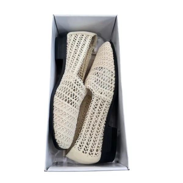 Vintage 90s Karen Scott Woven Mesh Ballet Flats Cream Stretch Loafers 7.5W NIB - Image 8