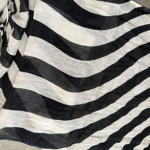 Etcetera Monochrome Zebra Print Scarf Black White Stripe Fringe Headwrap Headband Shawl - Image 5