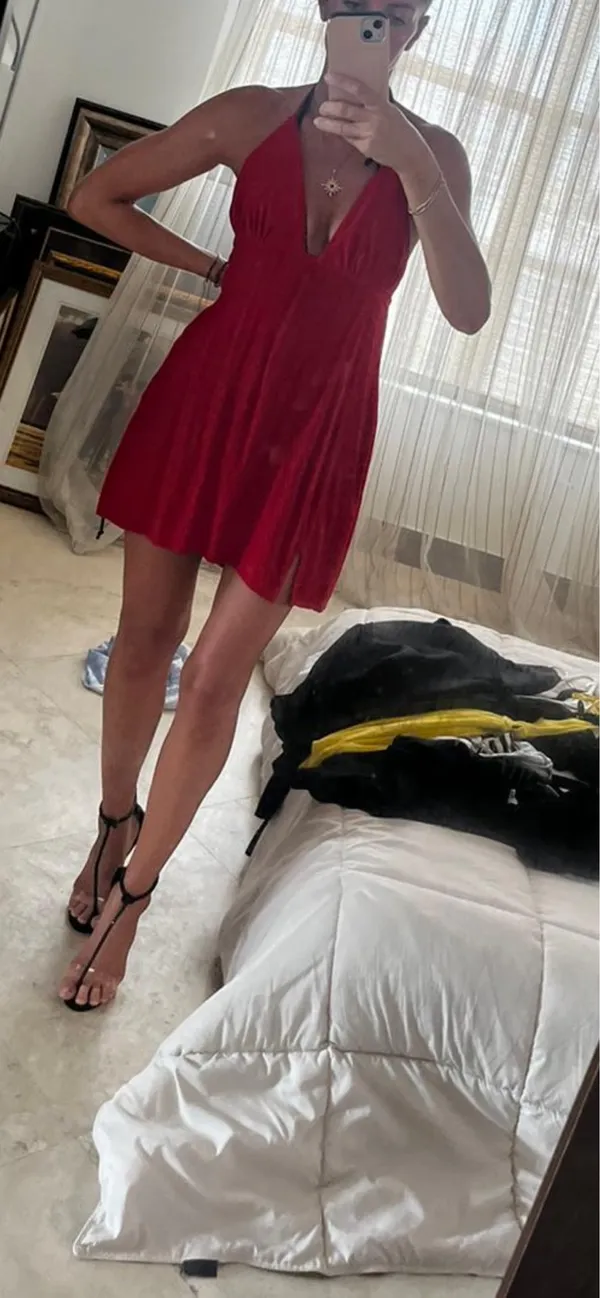 Elegant Red Halter Dress - Image 4