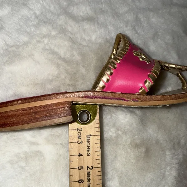 Jack Rogers Pink Gold‎ Leather Preppy Medallion Old Money Sandals Womens Size 5m - Image 11