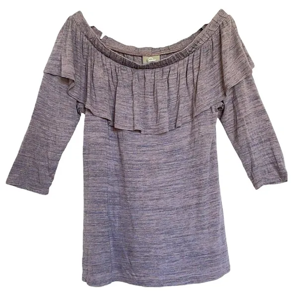 Anthropologie Dolan Charla Heather Off Shoulder Ruffled Neckline Top Med - Image 2