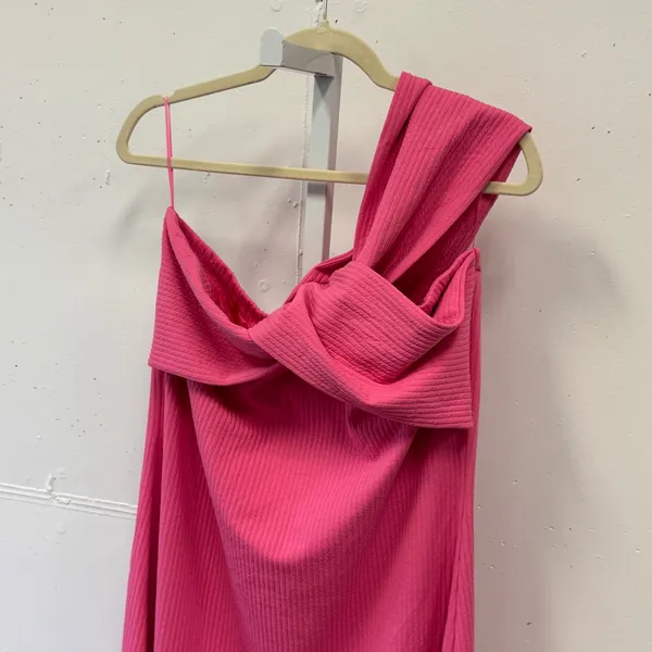NWT Anthropologie Porridge Antonia Twist-Front Ribbed Pink Maxi Dress XL Stretch - Image 4