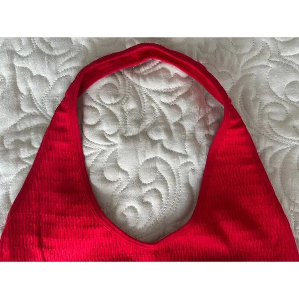 Suzette Red Cropped Stretch Halter Neck Tank Top Size 0 Size Small - Image 4