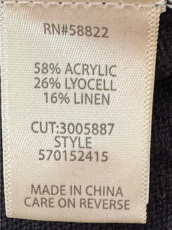 Max Studio London Black linen blend V-Neck Button-Up Cardigan, size XL preppy - Image 4
