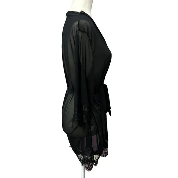 Shirley Of Hollywood Robe Black Mesh & Lace Size L - Image 4