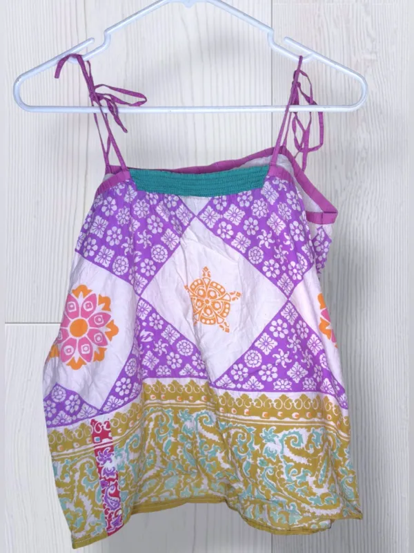 BILLABONG Boho Mandala Tile Printed Cami | Purple Yellow Tie Shoulder Top - Image 4