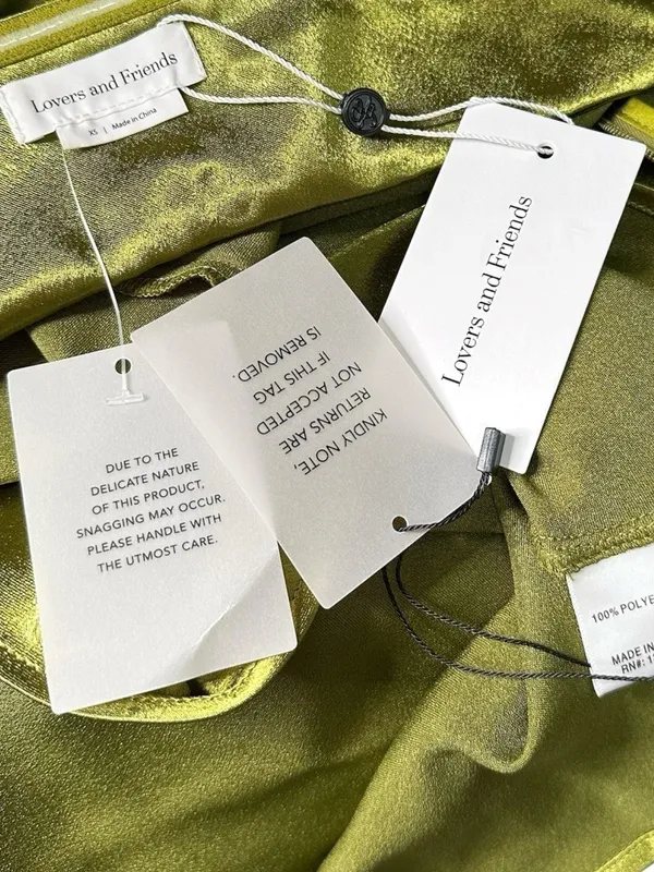 LOVERS + FRIENDS Lucy Open Back Cowl Satin Gown, Chartreuse, XS - Image 8