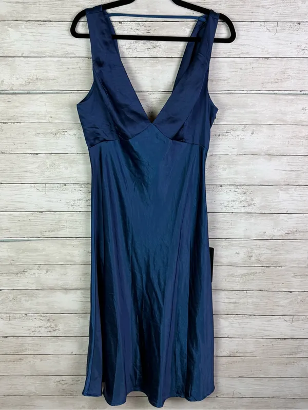 Lulus Incredible Love Navy Satin Cowl Back Midi Slip Dress Size Large - Image 3