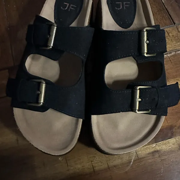 JustFab Black Platform Shoes with Buckle Straps - Image 2
