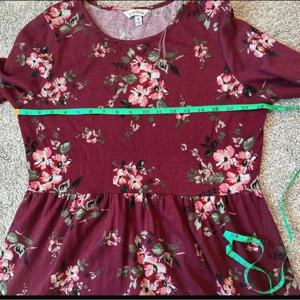 Speechless Burgundy Floral Long-Sleeve Tiered Dress - Image 3