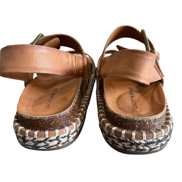 Lucky Brand Leather Sandals Women's 7M Brown Umora Platform Boho Indie Gypsy - Image 7