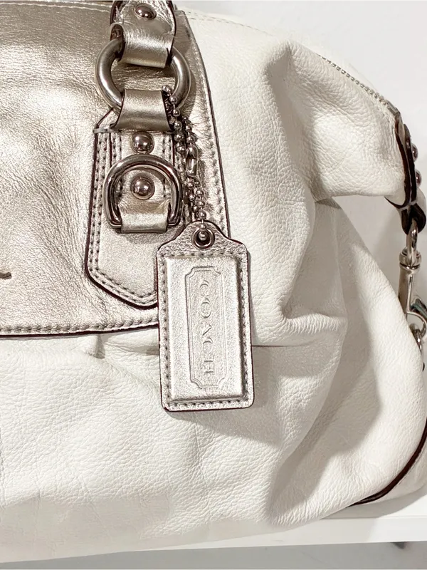 Coach Ashley Satchel Bag White Leather Top Handles K1149-F15445 - Image 2