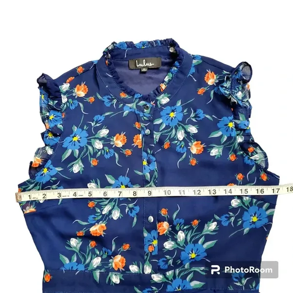 Lulu's‎ Blue Floral Mock Neck Dress - Image 2