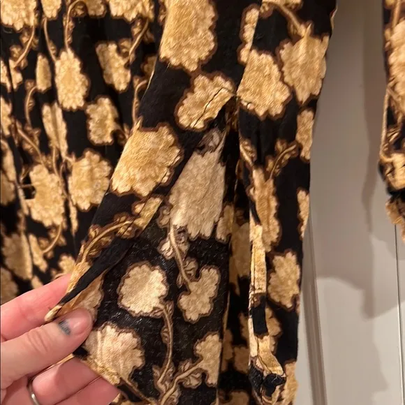 Free people Mia tunic Women's Black and Tan‎ Patterned Top small - Image 5