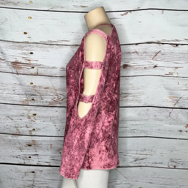ODDY Size 2XL Pink & Purple Acid Wash Cage Long Sleeve Knit Top Shirt - Image 3