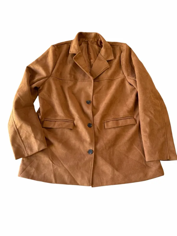 Women's 3 Button Faux Suede Lightweight Lined Jacket Size L #260814 - Image 4