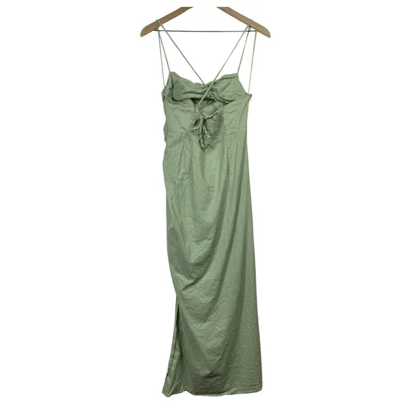 Zara‎ Women Linen Blend L Maxi Dress Ruched Side Slit Bodycon Strappy Sleeveless - Image 2