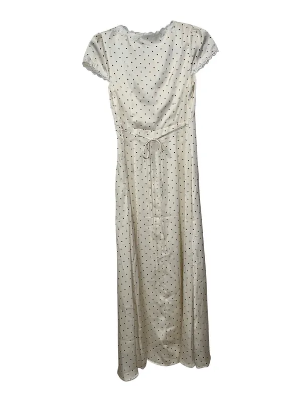 CoMMENSE Polka Dot Lace Trim Maxi Dress, size medium NWT Satin Sold out - Image 5