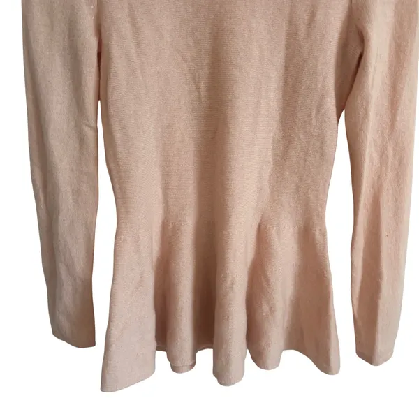 Antonio Melani Pink 100% Cashmere Peplum Crew Neck Sweater XS Long Sleeve - Image 3