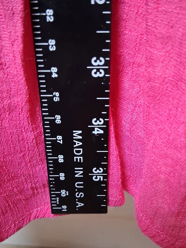 &merci Hot Pink Tiered Midi Dress w/ Short Sleeves Pockets Lined Women's Size L - Image 6