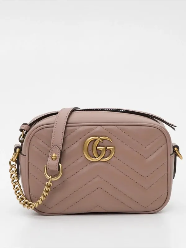 Like New! Gucci GG Marmont 2.0 Lion Trap Chevron Handbag Dusty Pink - Image 2