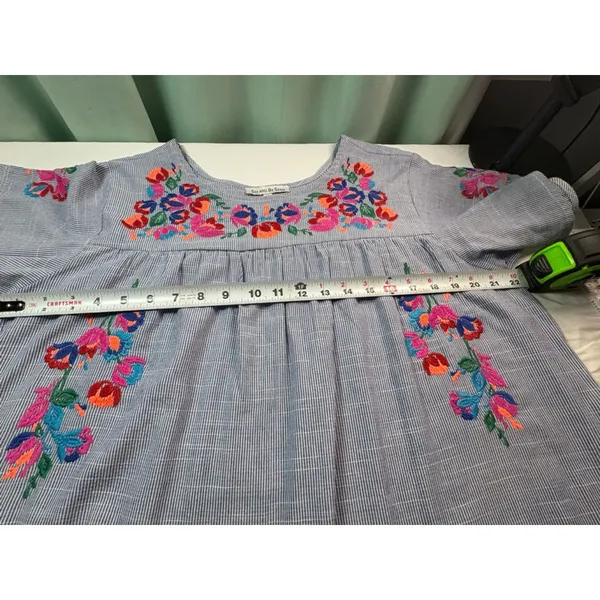Embroidered Floral Peasant‎ Blouse | Short Sleeve Boho Top - Image 5