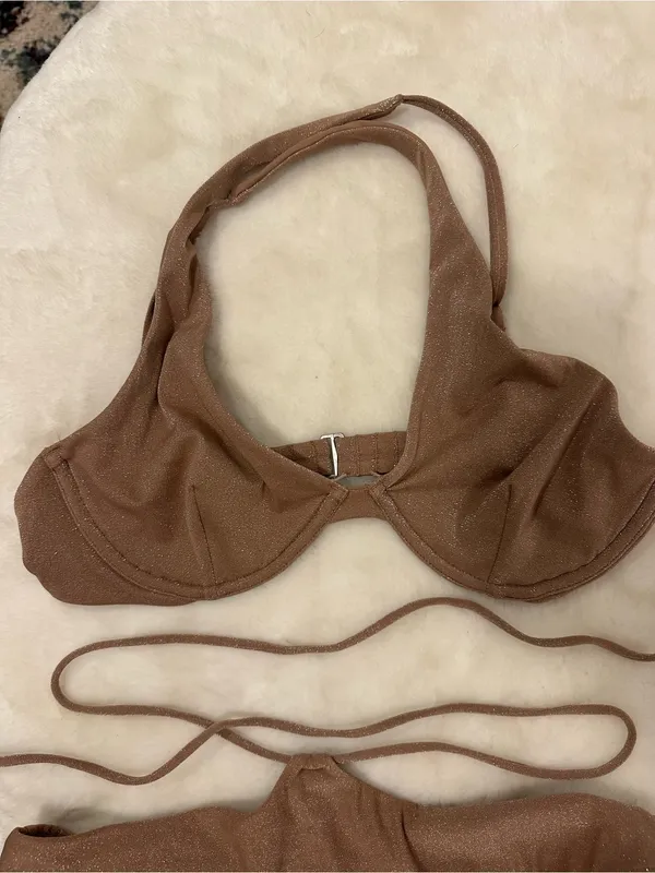 Abercrombie & Fitch swim suit metallic Sparkle Brown Underwire Bikini Set Size m - Image 2