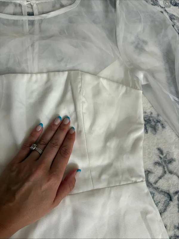 Lulus Immaculate Romance White Sheer Organza Long Sleeve Maxi Dress Small Bridal - Image 13