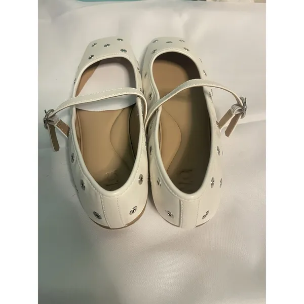 INC Leather Square Toe Dimante Buckle Strap Mary Jane Shoes Size 10.5 White BinC - Image 3
