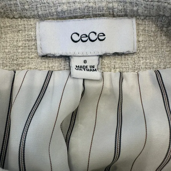CeCe Butter Yellow Tweed Blazer SIZE 0 Lady Jacket Boucle Career Designer $149 - Image 11