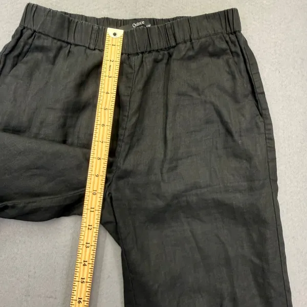 Quince Black 100% European Linen Elastic Waist Wide Leg Cropped Pants Small - Image 5